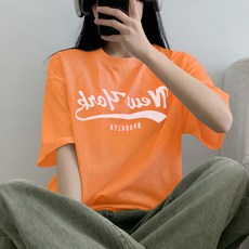 라라온 여성용 순면 라운드 롱 반팔 티셔츠 TSP498