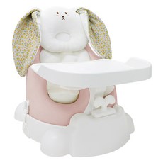 jellymom 幼兒用Muna增高椅 兔子 5件組, 1組, 桃粉色(椅子)、薄荷花(蠟筆蠟筆抱枕)