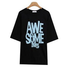 린다샵 여성용 라미네 라운드넥 오버핏 그래픽 반팔 티셔츠 cpt12974k36