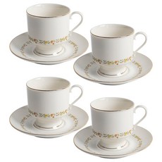 麥迪遜花卉咖啡杯4入 + 杯盤4入組, 混合顏色, 1套