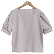 시크블랙 델로브 스퀘어넥 숄더 핀턱 주름 퍼프 소매 블라우스 cpbl5546k43