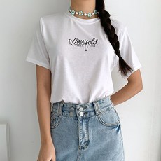 라라온 여성용 레터링 스판 반팔 티셔츠 TSP464