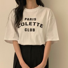 라라온 여성용 순면 레터링 롱 반팔 티셔츠 TSP496