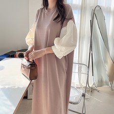 라라온 벌룬소매 스판 롱 원피스 TSP495