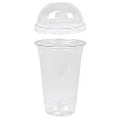 大成產業 PET 透明杯 960ml x 100入 + 圓頂蓋 107mm x 100入 套組, 1個