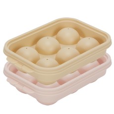 Nanu Dam 柔軟6格冰球製冰盒, 2個, 粉紅色 + 黃色