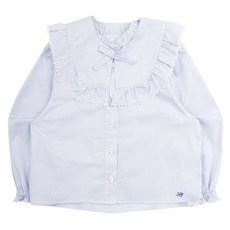 BEEN 女童款條紋翻領可拆式雪紡衫