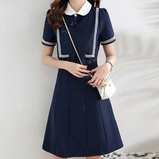 페이퍼먼츠 리본 포인트 레이스 스타일 A라인 원피스 22380 빅사이즈 포함