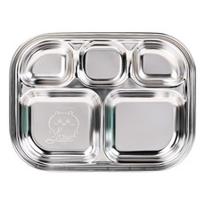 LiLFANT 吉伊卡哇 全不鏽鋼 5格 餐盤, 1個, 單一顏色, 單品