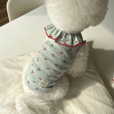 MAGDOG Pet 櫻桃褶邊T恤, 藍色, 1個