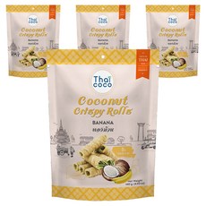 thaicoco 椰子捲心酥 香蕉口味, 4包, 140g