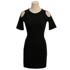 시크블랙 선데스 어깨트임 골지 미니 원피스 cpops9212k36