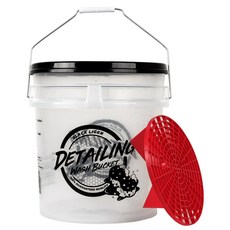 黑獅虎 精緻洗車桶 + 隔砂網 + 桶蓋套組, 透明白色 + 紅色, 18L