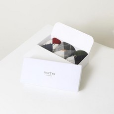 헤지스 남성용 화이트 배색 아가일 체크 장목 양말 3종 세트