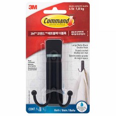 3M Command 無痕 浴室小物 3M 雙掛鉤 大型, 1個, 霧面黑