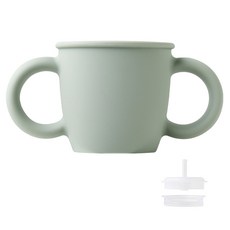 sillymann 矽膠雙手把喝水學習杯, 1個, 奶油綠色, 220ml