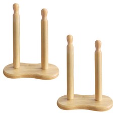 雙桿廚房原木衛生紙廚房紙巾架, 自然色, 2個