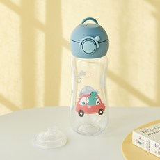 Modern House 動物印花Tritan彈蓋式隨行杯 恐龍汽車款, 1個, 混色, 400ml