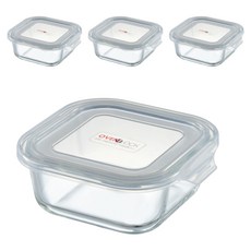 오븐락 원터치 정사각 4호 밀폐용기, 4개, 180ml