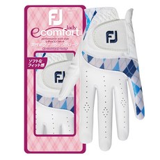 FootJoy 女士 eComfort 高爾夫手套 雙手用, 白色 + 海軍藍, 1個