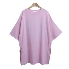 시크블랙 여성용 스트로 라운드넥 뒷프린팅 오버핏 트임 박스티 cpt14828k43