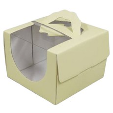 CheonunPackage 手提開窗蛋糕盒, 淡黃色, 25個