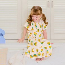 milkmilelolo 女童涼感蝴蝶結小熊涼爽人造絲睡衣連身裙