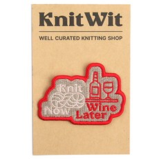 니트위트 뜨개 자수 와펜, 베이직라인(knit now wine later), 1개