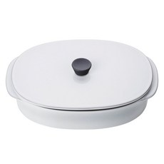 레볼 꺄락떼르 세라믹 직사각 꼬꼬떼 양수냄비, 화이트 큐뮬러스, 1개, 19 x 13 x 6.8 cm