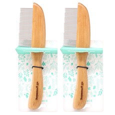 올그루밍 반려동물 손잡이 참빗 21.2 x 5.2 cm, 혼합색상, 2개