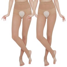 女款40D開衩高爾夫絲襪, 2雙, 咖啡色