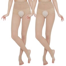 女款40D開衩高爾夫絲襪, 2雙, 膚色