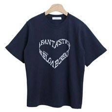 린다샵 여성용 통기성 발롱드 라운드넥 하트레터링 기본 반팔 티셔츠 cpt14627k42