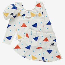 New Balance 女童款印花連身泳衣裙子套裝