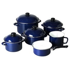 ELO 電磁爐IH計量琺瑯鍋 6件組, 寶藍色, 1套, 6種