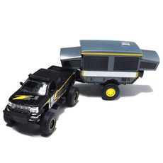 Maisto 露營拖車 雪佛蘭Silverado皮卡車 汽車玩具, 黑色, 1個