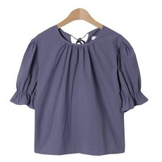 린다샵 베일라 라운드넥 플레어 반팔 끈 블라우스 cpbl5244k36