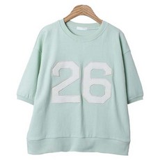 린다샵 여성용 피플컴 라운드넥 숫자 패치 반팔 맨투맨 cpt14601k42