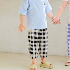 mollimelli friends 兒童格紋涼感八分褲