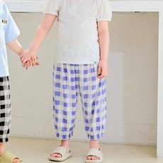 mollimelli friends 兒童格紋涼感八分褲