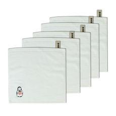 Draw Life Gift & Penguin 掛環兼姓名標籤 精梳棉 40支毛巾 34 x 34 cm 70g, 白色, 5個