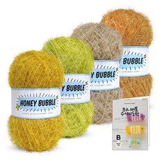 Knitt 蜂蜜泡泡菜瓜布編織線 90g x 4入 +菜瓜布圖案9種組合, 09 大地色(B組), 1套