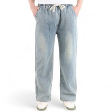 남성용 더티 워싱 와이드 밴딩 청바지 YXD52