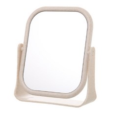 現代復古鏡 桌上化妝書桌鏡 方形, 米色