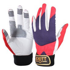 ZETT 守備用手套 BGK-231 左手用, 1個, 白色 + 紅色 + 海軍藍