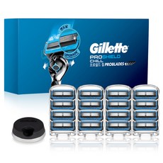 Gillette 吉列 刮鬍刀架 + 2024 ProShield 鋒護冰爽刮鬍刀片 16入, 1套