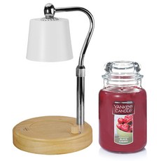 양키캔들 자캔들 + 우드 감성 캔들워머 세트, 블랙 체리, 화이트