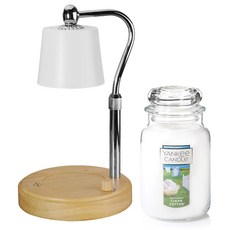 양키캔들 자캔들 + 우드 감성 캔들워머 세트, 클린 코튼, 화이트