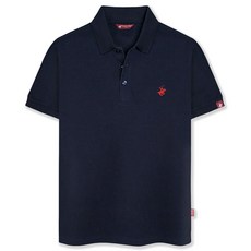 BEVERLY HILLS POLO CLUB 比佛利保羅 男女通用 刺繡Logo PK短袖Polo衫 CPX0T01, 海軍藍
