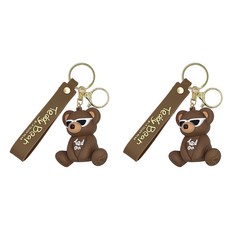 TR테디베어 3D 힙합 테디베어 키홀더, 브라운, 2개